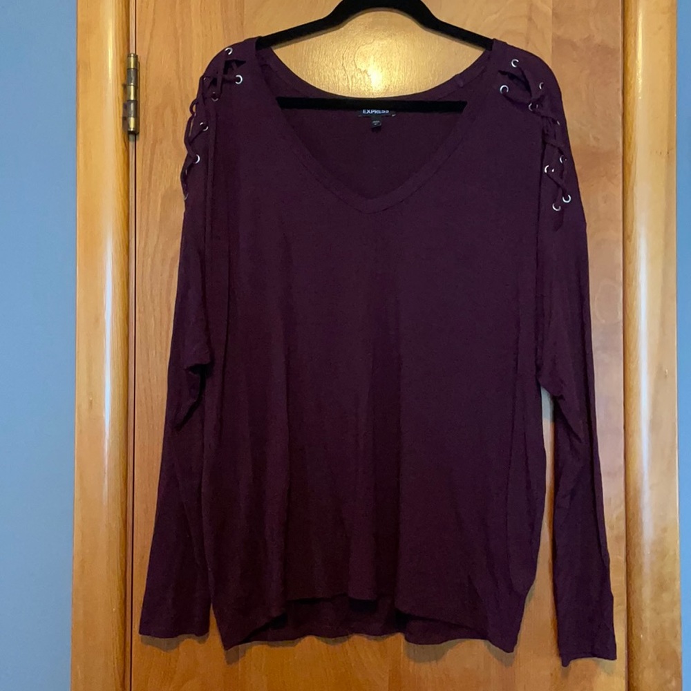 Plum Lace Up Top